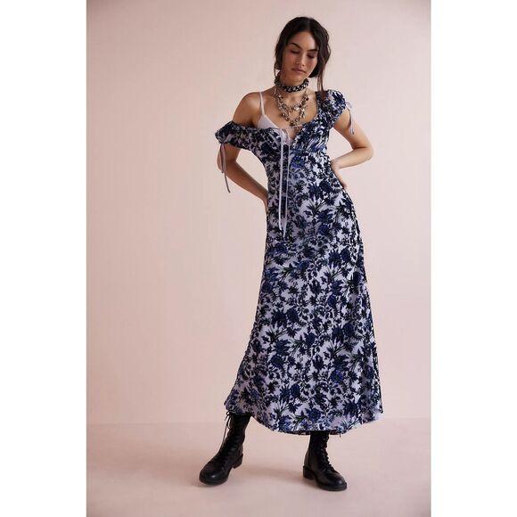 New Free People Fawna Floral Burnout Midi Dress Size Small - Picture 1 of 10